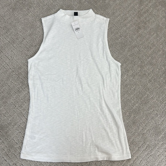 NEW NWT Ann Taylor modal blend Mock Neck Tank top white - Picture 2 of 5